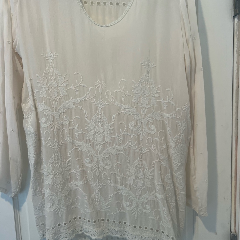 Johnny Was Cream Embroidered Tunic
